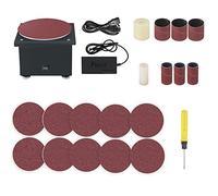 Mini ponceuse à plateau et rouleau à poncer - Affûteur de bord électrique - 7 vitesses variables - 10 disques abrasifs - 6 bandes abrasives - Ponceuse de table de bricolage - Ponceuse de polissage