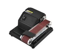 Mini ponceuse électrique à bande 19 cm pour le polissage du métal et du bois, machine à poncer avec angle réglable, outil de bricolage compact pour meulage et affûtage Noir