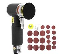 Mini ponceuse pneumatique, ponceuse à air orbitale aléatoire pour travaux de carrosserie automobile, polisseuse pneumatique à grande vitesse avec disques abrasifs, 20 papiers de (2-3 pouces noir