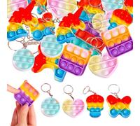 Mini Pop Push It Fidget Jouet Porte-clés, 10PCS Brain Teasers Puzzle Block, Silicone Pop Push It Fidget Jouet Sensoriels, Jouets Tout-Petits Puzzles pour Enfants Adultes