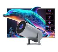 Mini Portable Auto Keystone Projector, 4K200 ANSI Smart Projector with WiFi 6, BT 5.0, 130 Inch, 180 Degree Flipping, Built-in Andr