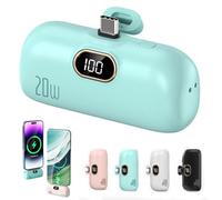 Mini Portable Charger Power Bank for Phone, Small Portable Charger for iPhone, Upgraded 3000/5000/10000 Mah Fast Charging, Compatible with All Types Phone (10000mA,Type-C Interface,Cyan)