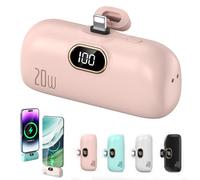 Mini Portable Charger Power Bank for Phone, Small Portable Charger for iPhone, Upgraded 3000/5000/10000 Mah Fast Charging, Compatible with All Types Phone (5000mA,for Lightning Interface,Pink)