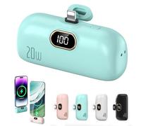 Mini Portable Charger Power Bank for Phone, Small Portable Charger for iPhone, Upgraded 3000/5000/10000 Mah Fast Charging, Compatible with All Types Phone (10000mA,for Lightning Interface,Cyan)