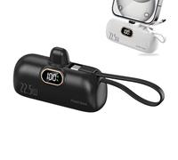 Mini Portable Charger with Built-in Cable, Mini Chargeur avec câble intégré, 5500mAh Batterie Externe USB C, 22.5W Rapide Chargeur Power Bank avec Écran LCD pour Voyage, Extérieur (Noir)