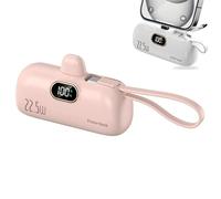 Mini Portable Charger with Built-in Cable, Mini Chargeur avec câble intégré, 5500mAh Batterie Externe USB C, 22.5W Rapide Chargeur Power Bank avec Écran LCD pour Voyage, Extérieur (Rose)