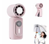 Mini Portable Handheld Clip Fan,3-in-1 USB Rechargeable Pocket Clip On Fans with Ice Cooling,5 Speed,180° Adjustable Airflow,Mini Desk Fan for Office,Travel,Beach,Camping,Outdoor & Makeup (Pink)