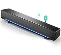 Mini Portable USB Wired Soundbar Music Player with 3.5mm Audio Jack for Desktop,Laptop,TV,Smartphone,Tablet,PC,MP3,MP4 and More(Black)