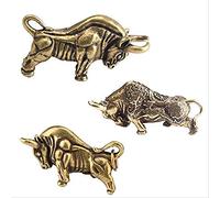 Mini Portable Vintage en Laiton Wall Street Keychain Ornement Statue Home Bureau Bureau décoration Ornement Hand Jouet Gift Art Collection