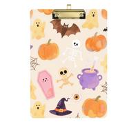 Mini porte-bloc en acrylique citrouille orange pour Halloween, lettre standard A4, fournitures de salle de classe pour enseignants, lycée, doré, 30,5 x 22,9 cm, tabla para escribir