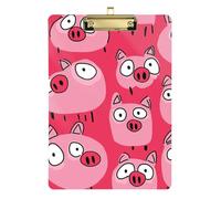 Mini porte-bloc en acrylique rose avec visage de cochon mignon de dessin animé, format A4, format A4, transparent, pour entraîneurs, salle de classe médicale, doré, 30,5 x 22,9 cm, tabla para escribir