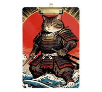 Mini porte-bloc japonais en plastique avec motif chat samouraï Océan marin vagues Format A4
