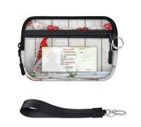 Mini porte-cartes à fermeture éclair pour homme et femme avec fenêtre pour carte d'identité, lutin de Noël, petit sac à main léger à fermeture éclair