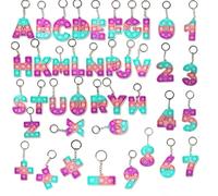 Mini Porte-Clés Anti-Stress, Anti-Stress, Bulle À Pression Sensorielle, Pendentif En Forme De Lettres Et De Chiffres, Jouet Fidget, Autisme
