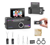 Mini porte-clés appareil photo numérique : petite caméra Y2K esthétique avec vidéo HD 1080p, écran rabattable à 180°, 25 filtres rétro carte de 16 Go, joli appareil photo rétro avec boîte cadeau