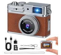 Mini porte-clés caméra - Mini appareil photo numérique HD 1080p, compact rétro avec carte SD de 32 Go, écran HD de 2,4 cm, enregistreur vidéo de poche portable pour enregistrement photo, vidéo, voyage