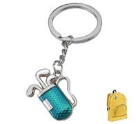 Mini porte-clés en forme de club de golf, mini porte-clés mignon en de zinc 2D, sac à dos, sac à main, décoration pour hommes, femmes, garçons et filles, Bleu/argenté, Refer to description