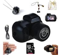 Mini porte-clés pour appareil photo, mini caméras rétro HD 1080p avec carte SD, autonomie de la batterie de 100 minutes, convient pour les voyages (64 Go)