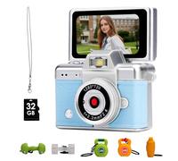 Mini porte-clés pour appareil photo numérique, selfie compact et portable double mode, écran d'affichage HD de 2,4 cm, autonomie de 2 heures (livré avec une carte mémoire en cadeau (bleu)