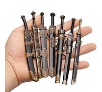 Mini Porte-clés pour Hommes, 7 Pièces, Motif Décoratif Ancien, Modèle De Lame Non Coupée, Collection Pendentif Couteau Menton-Han avec Fourreau