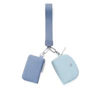 Mini Porte-clés zippé Autour de la dragonne pour Femme - Double Pochette - Portefeuille Portable pour pièces de Monnaie - Mini Poche pour pièces de Monnaie, Bleu