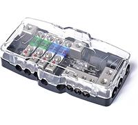 Mini porte-fusible 2 en 4 blocs de distribution d'alimentation boîte à fusibles multifonctionnelle avec bloc LED voies for autoradio stéréo