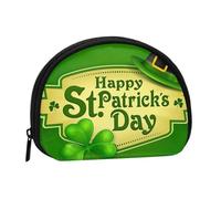Mini porte-monnaie à fermeture éclair Happy St. Patrick, petit organisateur de voyage avec imprimé intégral, tissu polyester durable, pochette compacte pour pièces de monnaie, clés