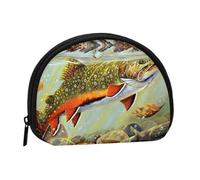 Mini porte-monnaie à fermeture éclair pour pêche à la truite de Brook, petit organisateur de voyage avec imprimé intégral, tissu polyester durable, pochette compacte pour pièces de monnaie, clés
