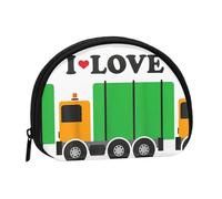 Mini porte-monnaie avec fermeture éclair « I Love Garbage Trucks » - Petit organiseur de voyage avec imprimé intégral - Tissu polyester durable - Pochette compacte pour pièces de monnaie, clés