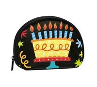 Mini porte-monnaie avec fermeture éclair Motif agneau avec lion sur les nuages pour femme, Big Cake Happy Birthday, One Size, Pochette à monnaie