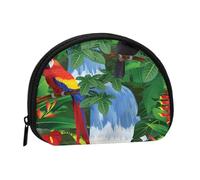 Mini porte-monnaie avec fermeture éclair Motif Tour Eiffel de Paris pour femme, Ara et toucan perché des forêts tropicales américaines, One Size, Pochette à monnaie