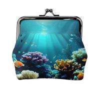 Mini porte-monnaie avec imprimé paysage sous-marin pour femme, petit porte-monnaie pour carte de crédit, carte d'identité, clé, noir, One Size, Vintage