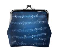 Mini porte-monnaie bleu avec notes de musique imprimées pour femme, petit porte-monnaie pour carte de crédit, carte d'identité, clé, noir, One Size, Vintage