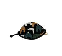 Mini porte-monnaie brodé en coton avec pendentif à fermeture éclair pour clés de voiture, Boîte carrée grise, Taille unique