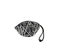 Mini porte-monnaie brodé en coton avec pendentif à fermeture éclair pour clés de voiture, Boîte ronde noire, Taille unique