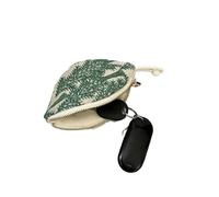 Mini porte-monnaie brodé en coton avec pendentif à fermeture éclair pour clés de voiture, Boîte ronde grise, Taille unique