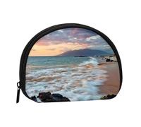 Mini porte-monnaie coloré avec fermeture éclair pour les fans de girafes, Plage Maui Hawaii Sunset Sea Waves Clouds, One Size, Pochette à monnaie