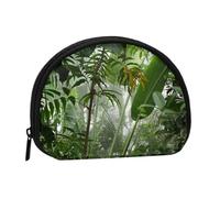 Mini porte-monnaie compact à fermeture éclair pour pièces de monnaie, clés et petits objets Motif forêt tropicale