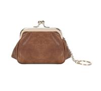 Mini Porte-Monnaie Compact et Mignon avec Fermoir à Baiser for Femme, Petit Portefeuille en Cuir PU(Brown)