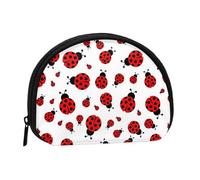 Mini porte-monnaie Coquillage Coccinelle - Portefeuille compact zippé pour pièces de monnaie, clés et petits objets