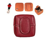 Mini Porte-Monnaie de Couleur Unie, Mini Portefeuille Tendance pour Femme, Mini Porte-Monnaie en Cuir véritable, boîte à Bijoux pour Femme (Red,XS)