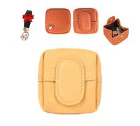 Mini Porte-Monnaie de Couleur Unie, Mini Portefeuille Tendance pour Femme, Mini Porte-Monnaie en Cuir véritable, boîte à Bijoux pour Femme (Yellow,XS)