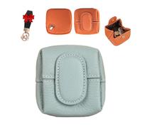 Mini Porte-Monnaie de Couleur Unie, Mini Portefeuille Tendance pour Femme, Mini Porte-Monnaie en Cuir véritable, boîte à Bijoux pour Femme (Grey Blue,XS)