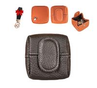 Mini Porte-Monnaie de Couleur Unie, Mini Portefeuille Tendance pour Femme, Mini Porte-Monnaie en Cuir véritable, boîte à Bijoux pour Femme (Black,XS)