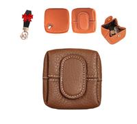 Mini Porte-Monnaie de Couleur Unie, Mini Portefeuille Tendance pour Femme, Mini Porte-Monnaie en Cuir véritable, boîte à Bijoux pour Femme (Coffee,XS)