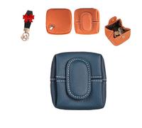 Mini Porte-Monnaie de Couleur Unie, Mini Portefeuille Tendance pour Femme, Mini Porte-Monnaie en Cuir véritable, boîte à Bijoux pour Femme (Navy Blue,XS)