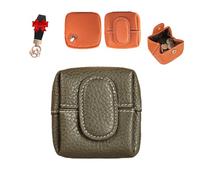 Mini Porte-Monnaie de Couleur Unie, Mini Portefeuille Tendance pour Femme, Mini Porte-Monnaie en Cuir véritable, boîte à Bijoux pour Femme (Army Green,XS)