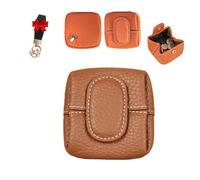 Mini Porte-Monnaie de Couleur Unie, Mini Portefeuille Tendance pour Femme, Mini Porte-Monnaie en Cuir véritable, boîte à Bijoux pour Femme (Brown,XS)