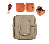 Mini Porte-Monnaie de Couleur Unie, Mini Portefeuille Tendance pour Femme, Mini Porte-Monnaie en Cuir véritable, boîte à Bijoux pour Femme (Khaki,XS)