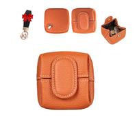 Mini Porte-Monnaie de Couleur Unie, Mini Portefeuille Tendance pour Femme, Mini Porte-Monnaie en Cuir véritable, boîte à Bijoux pour Femme (Orange,XS)